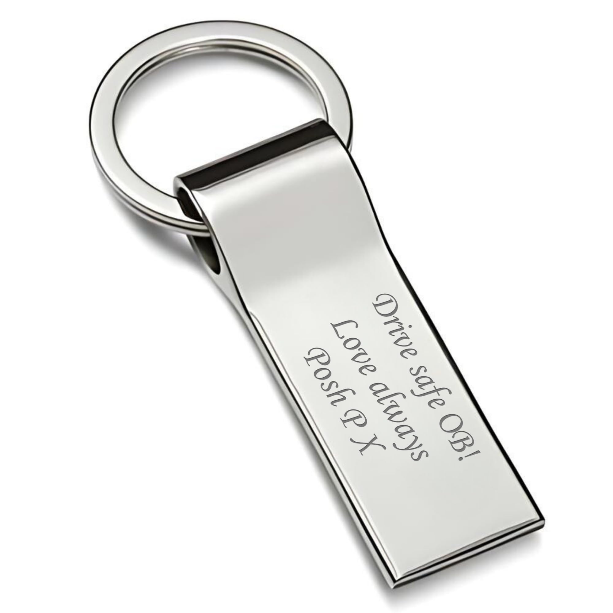 Personalised Chrome Slim Keyring – Custom Engraved Metal Key Holder for Men & Women – Ideal for Dad, Boyfriend, Birthday, Valentine’s Day – Wallet Holder, Car, Home, Bag, Accessories