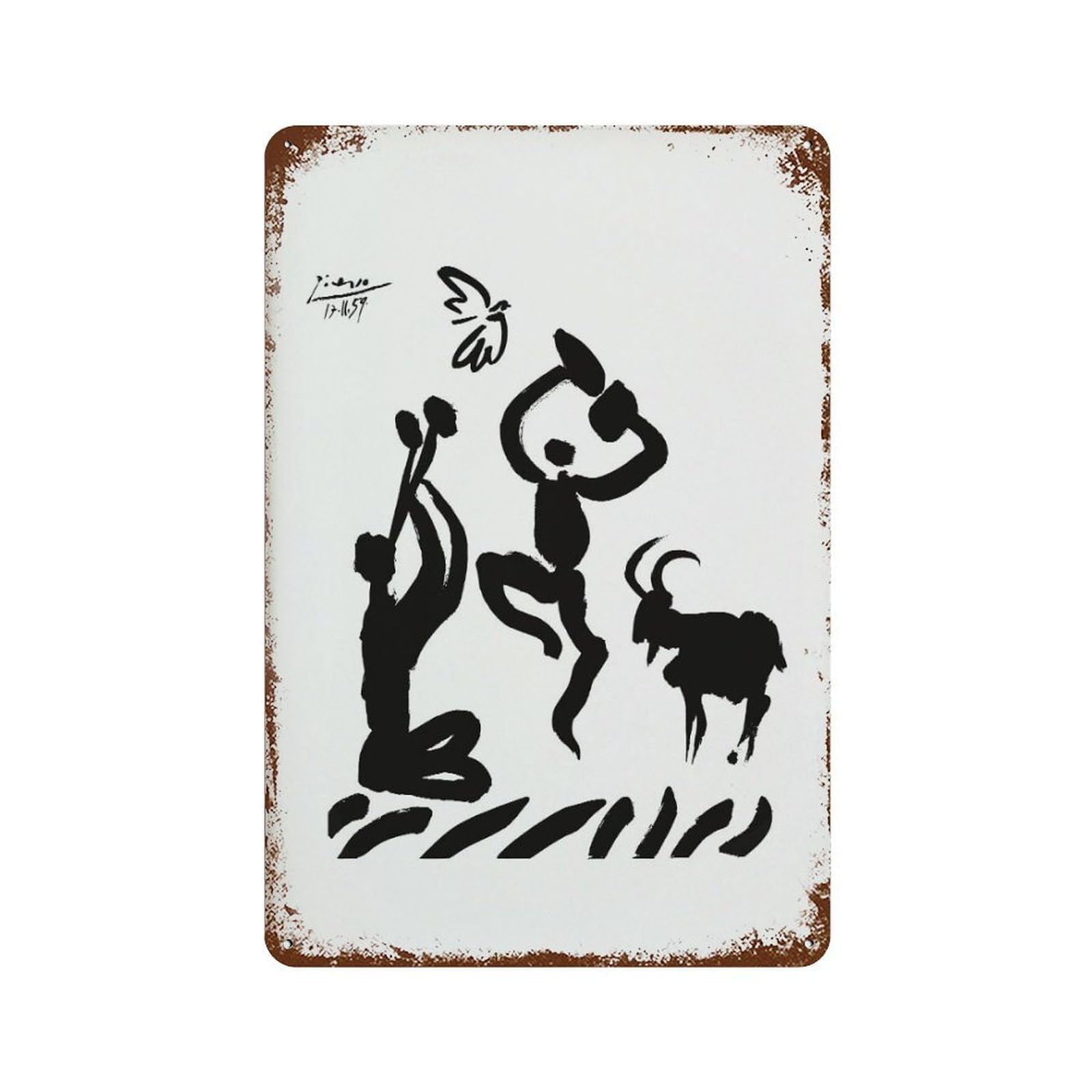 xiaoxiaoshen Pablo Picasso Joueur De Flute, Exhibition Vintage Line Wall Decor Art Metal Tin Poster Modern Home Decor Art Home Bar Shop Decorations Vintage Sign 30x20cm