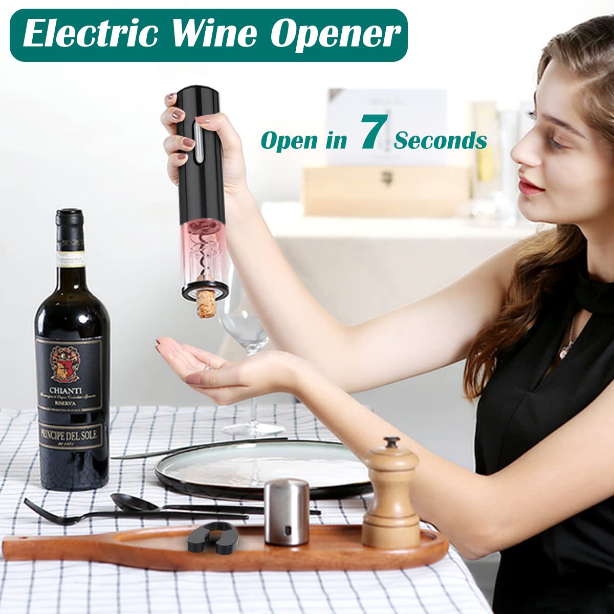 DASIAUTOEM Cavatappi Elettrico Ricaricabile Senza Filo Automatico One Touch per Vino Professionale