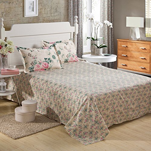 Coton sergé de qualité supérieure pour ce drap double imprimé rayé