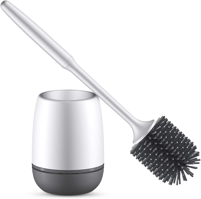 Toilet Brush, EWEIMA Silicone Toilet Brush Set with Flexible Bristles, Deep Cleaner Toilet Brushs with Quick Drying Holder Set For Bathroom Flooring/Wall Mounted (Grey)
