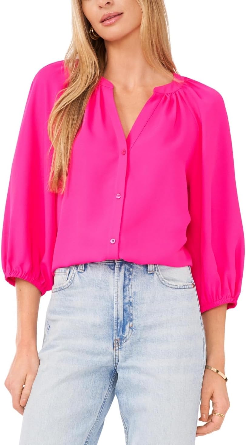 m♡　BIBIY FOIRE PUFF BLOUSE PINK m♡ BIBIY FOIRE PUFF BLOUSE PINK m♡ BIBIY FOIRE PUFF BLOUSE