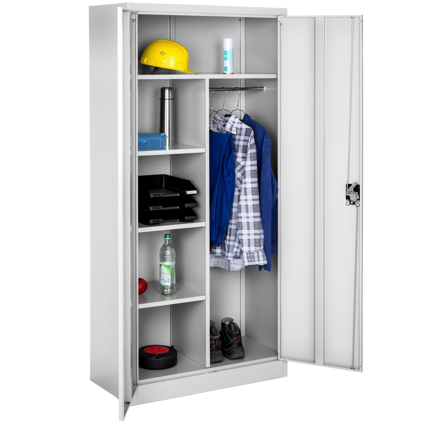 TecTake® Armario Archivador Metálico de Oficina, 6 Cajones y Barra, Puertas Bloqueables, Acero Calidad, Mueble Oficina, Candado Seguridad, Armario Almacenaje, Estanterías Metálicas - 180x80x40cm Gris