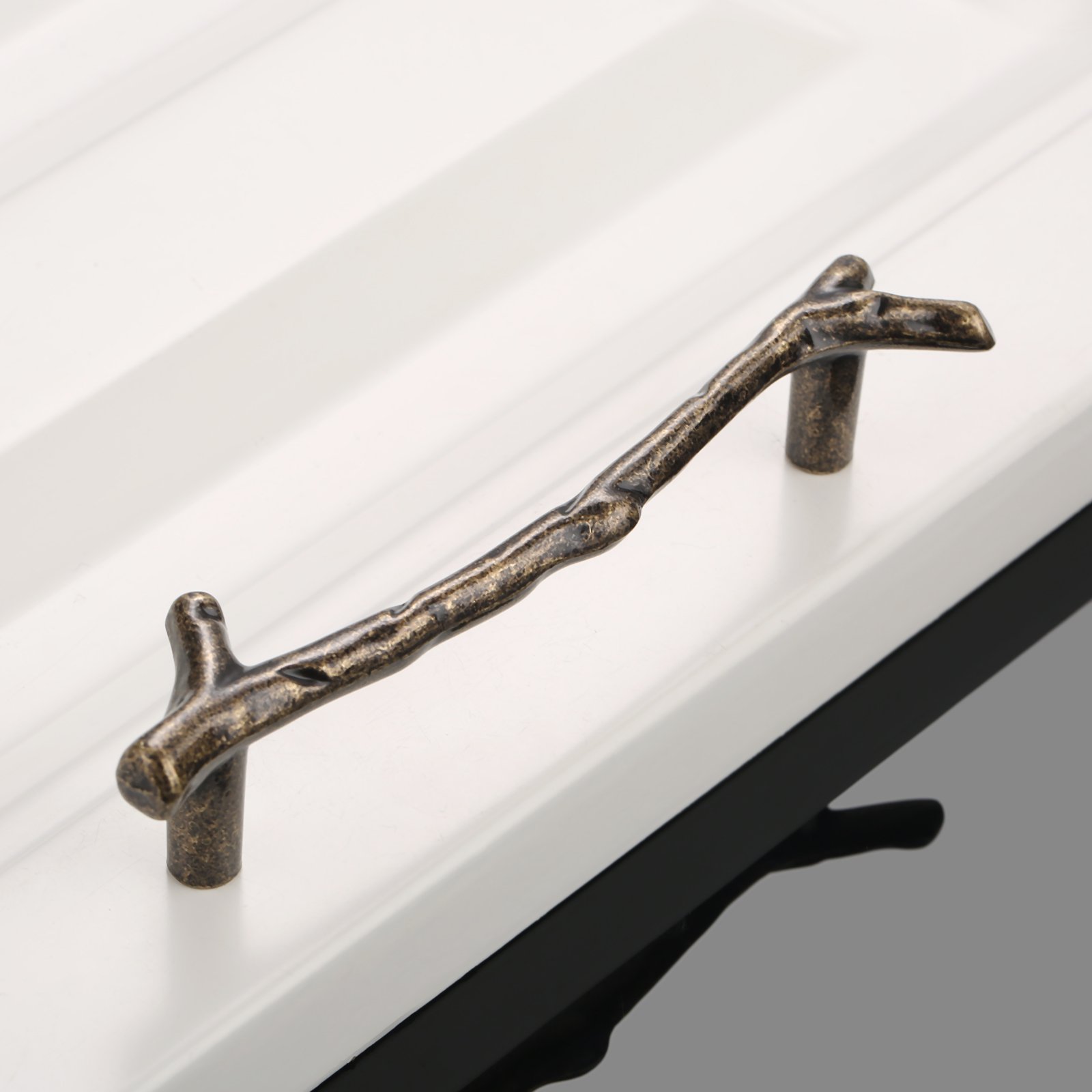 Pull Handle Retro Style Zinc Alloy Tree Branch Kitchen Cabinet Door Handles Cupboard Knobs Wardrobe Pull (2Pcs, L 128mm) - Image 3
