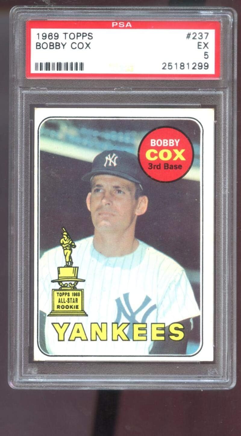 1969 Topps #237 Bobby Cox ROOKIE RC New York Yankees PSA 5 Graded Baseball Card