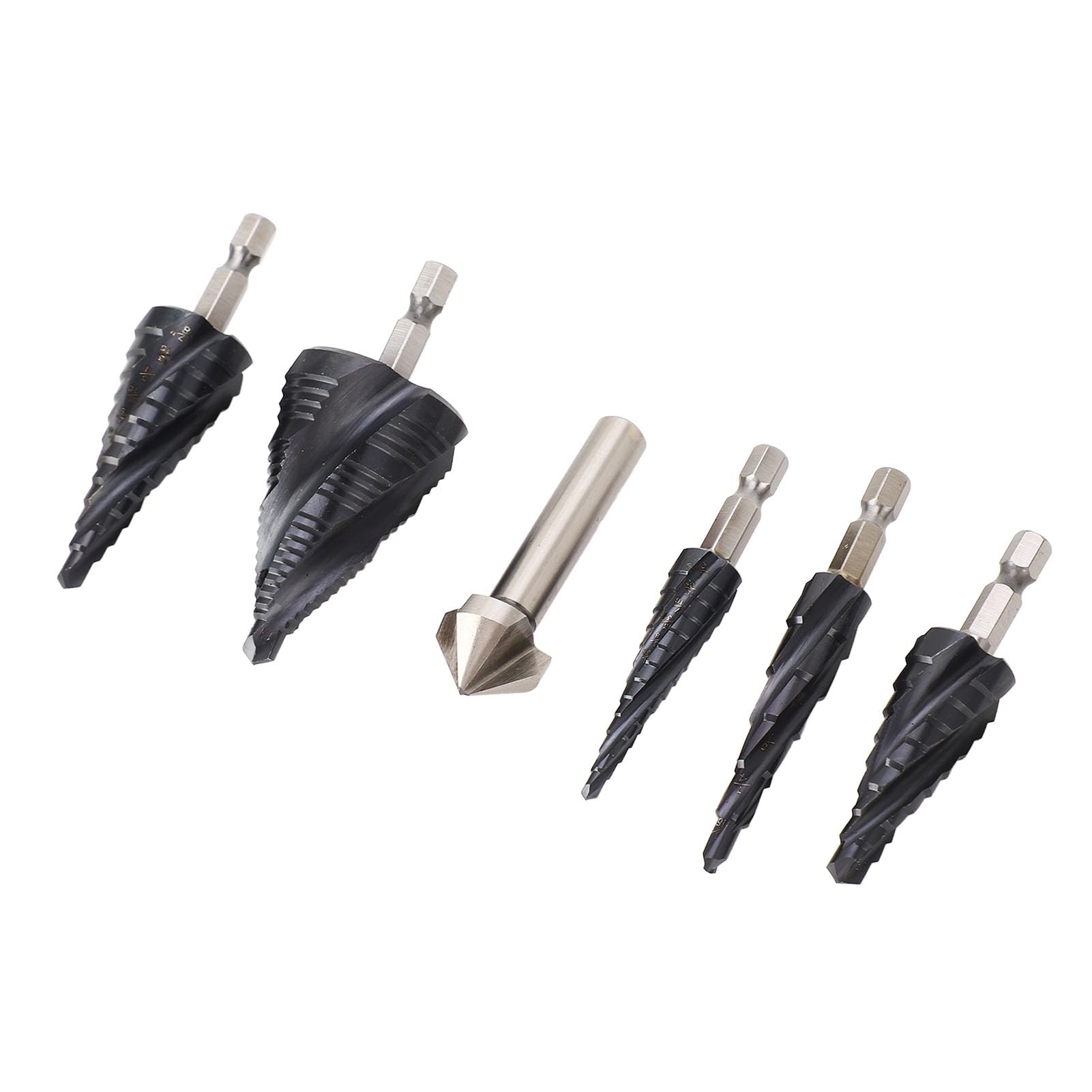 Juego de brocas escalonadas de 4 flautas, vástago de 1/4 de pulgada, Kit de brocas de pagoda de cobalto M35 para metal duro de acero inoxidable