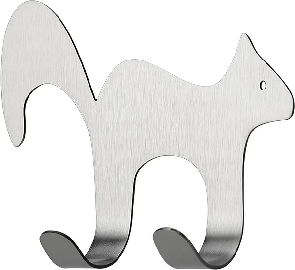 Razor Holder, Shaver Holder, Adhesive Razor Holder, Waterproof Shaver Hook for Shower, Squirrel Shaped Stainless Steel Wall Hook for Robe Plug Loofah Towel Bathrobe Coat for Bathroom Kitchen, CHB319
