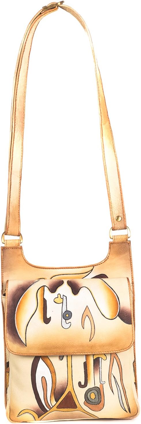 LUCY FEE Genuine Nappa Leather Hand-painted Cross Body Shoulder Bag