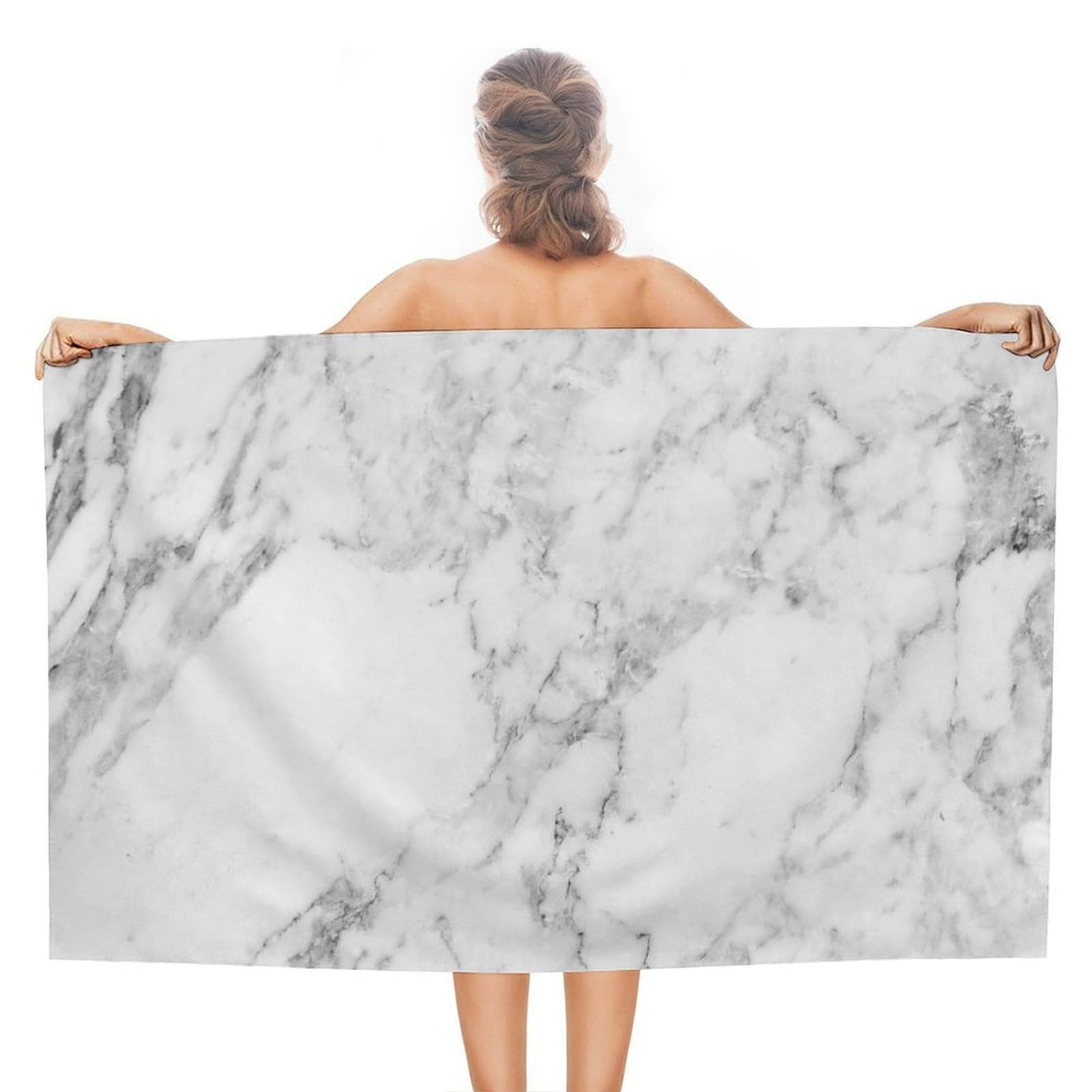 LEDFCVSU Beach Towel, Light Marble Bath Towel, Absorbent Towel for Swimming, Sports, Travel