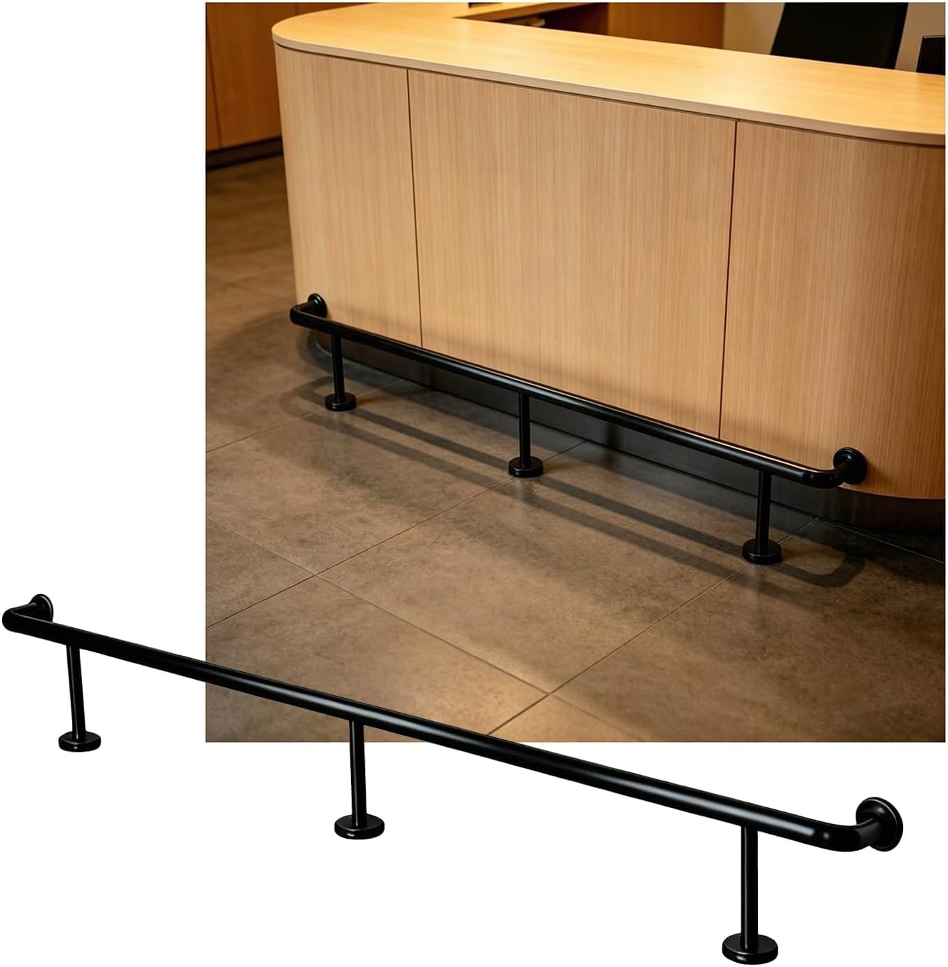Epano Black Lxxw Bar Foot Rail Bar Foot Rail, Heavy Duty Rest Bracket For Restaurant Kitchen Cafe Library(Schwarz,3.5M/11.48Ft)