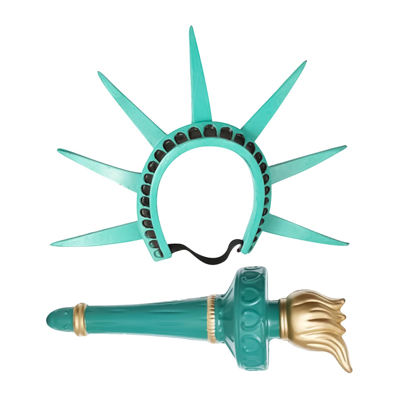 Dajiopao Statue of Liberty Crown and Torch, Statue of Liberty Costume, Women, Adjustable Headband, Statue of Liberty, Festival Hair Accessories, Cosplay Headpiece and Torch for Adults