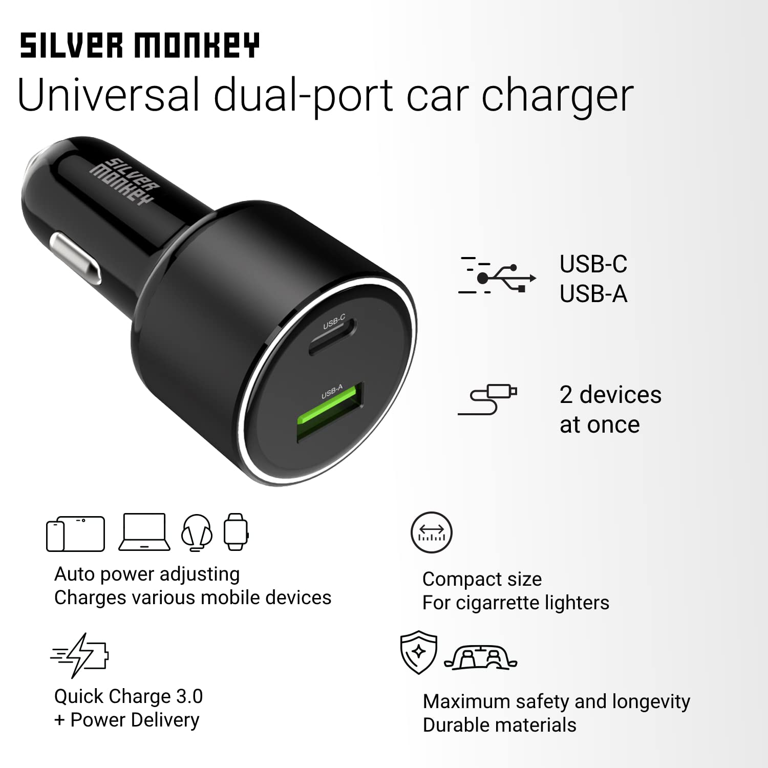 Cargador de coche de 100 W para encendedor de cigarrillos, teléfono móvil, smartphone, tableta, accesorios Navi, cargador de coche, universal, 2 dispositivos, entrega de energía, carga