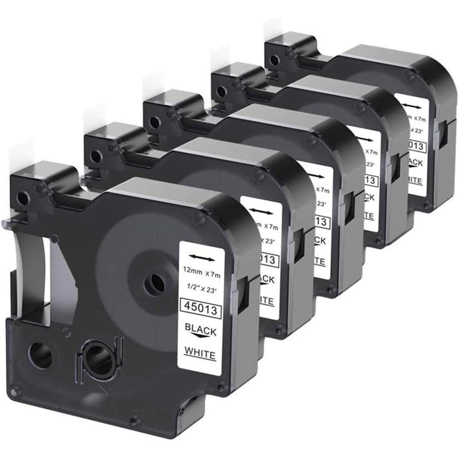 Photo 1 of Camopro 5-Pack Replacement for Dymo D1 Label Tape 1/2 inch Black on White 45013 S0720530 Compatible with Dymo LabelManager PnP 160 210D 260P 280 360D 420P 450D Label Maker, 12mmx7m, 23Ft