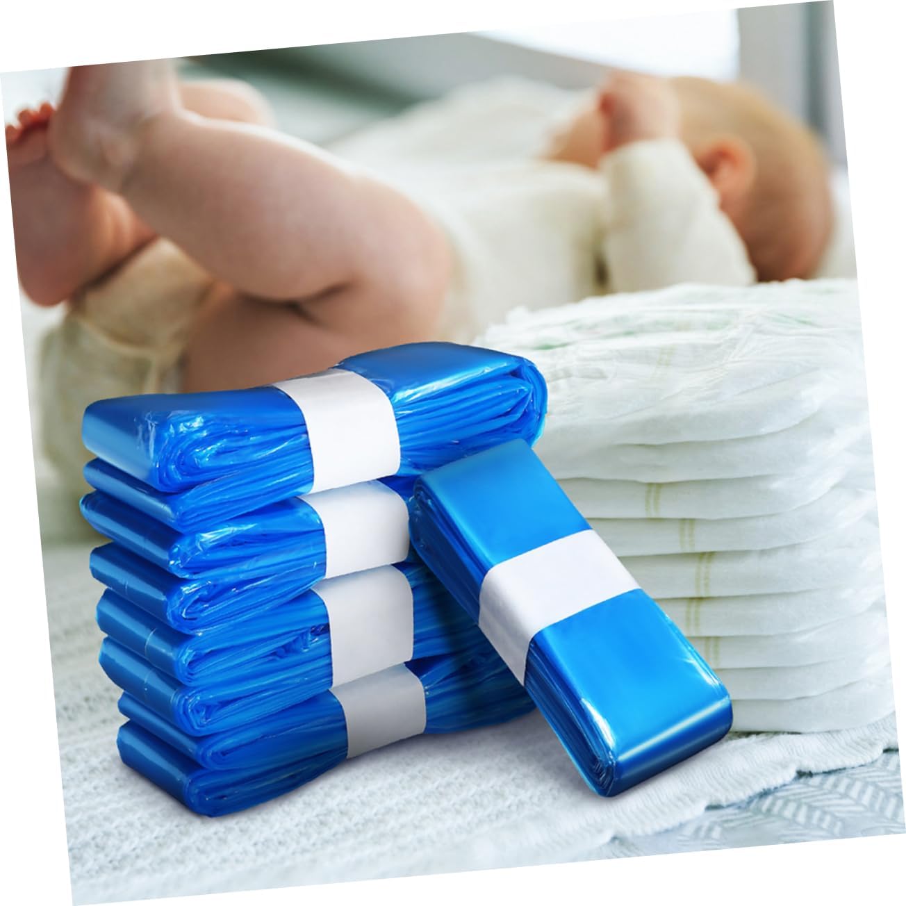 KICHOUSE 5pcs Odor Diaper Pail Bags Capacity Drawstring Closure Pe Material Diaper Pail Refills Bulk Garbage Bags for Bathroom Can