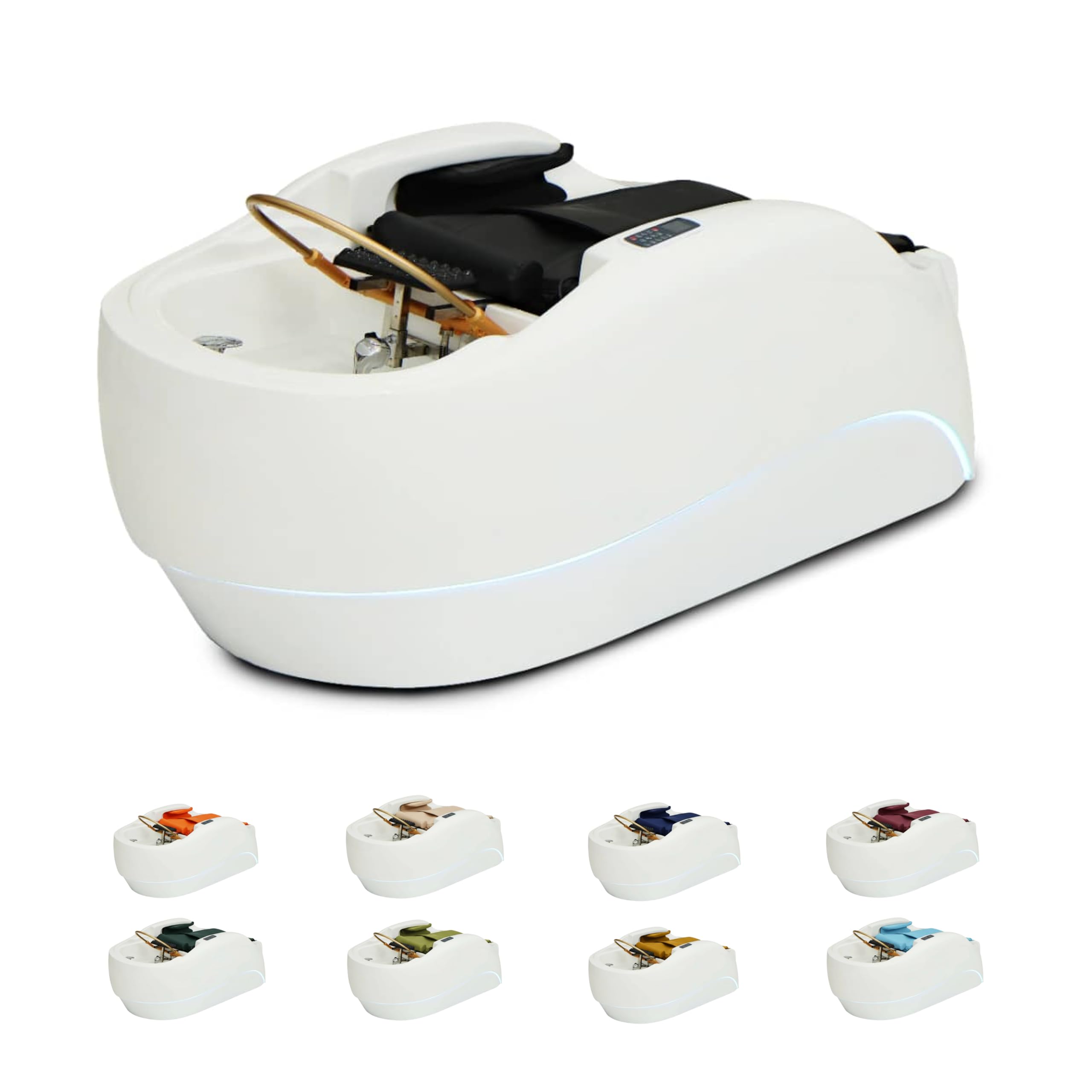 Fauteuil massant Head Spa – Massage Dos & Mollets, Arrivée Eau Chaude/Froide - Vasque Acrylique – Matelas Confort 14 cm - Installation Facile - Matériel Professionnel – Garantie 1 An