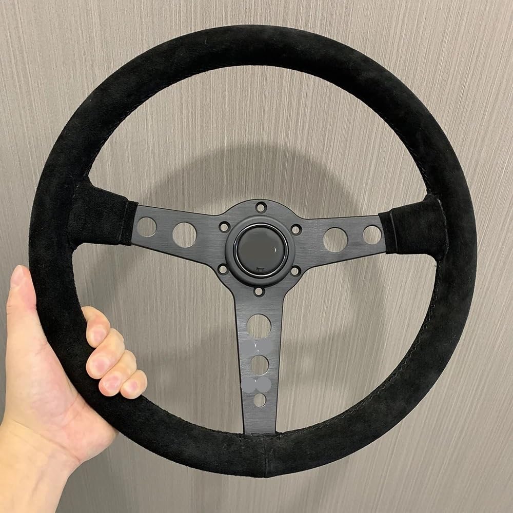 Volante da Corsa Universale,Volante Sportivo Volante nero 350MM for auto da corsa(Leather)