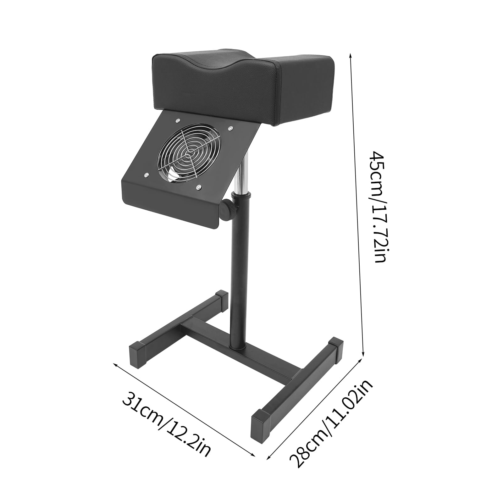 Taburete de pedicura, silla de pedicura móvil, silla de cuidado de los pies con aspiración, altura ajustable, reposapiés para salón, spa, masaje, salón de uñas, color negro