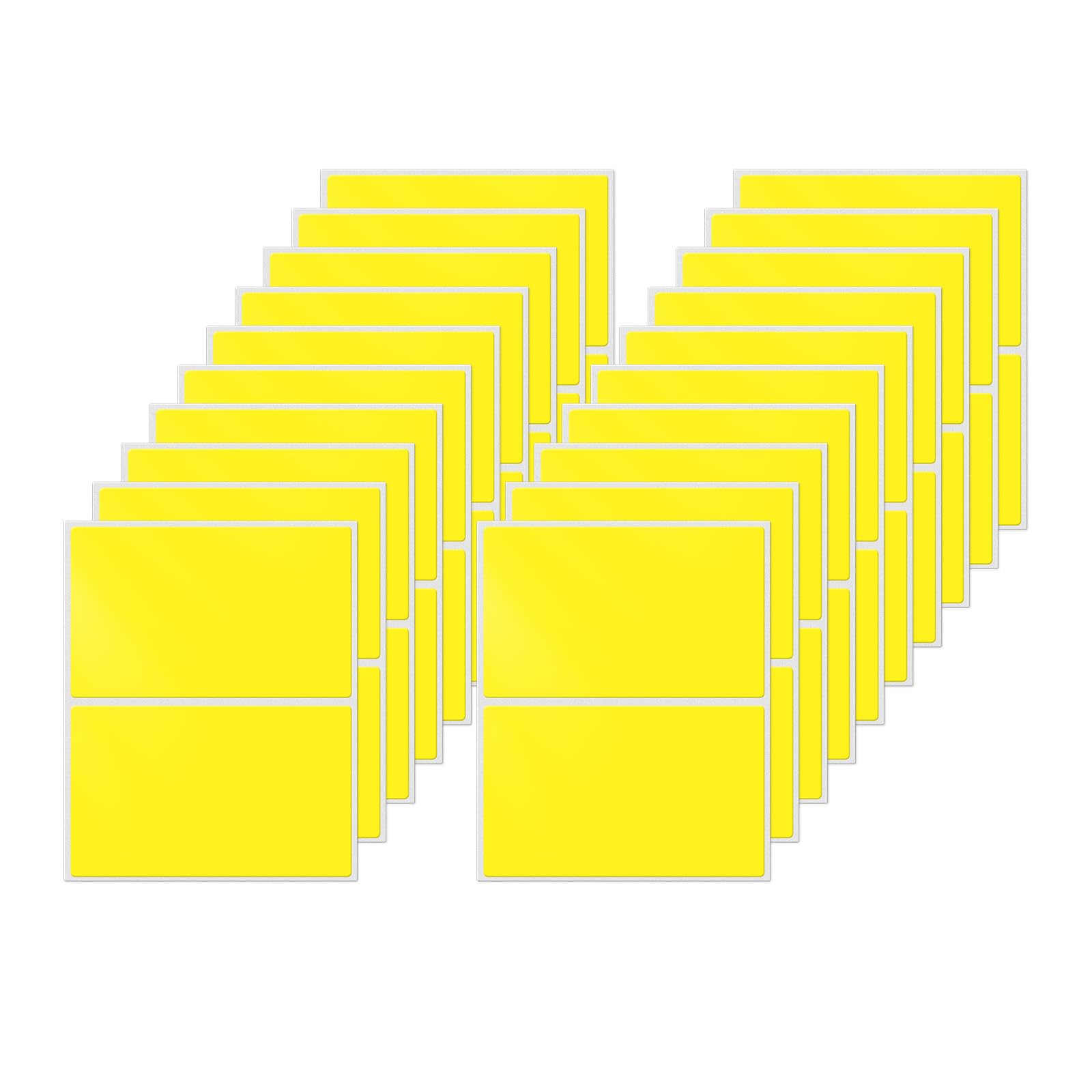 FINDAT 40 PCS Yellow Stickers 76 x 50 mm Colour Coding Rectangular Labels Vinyl Waterproof Self-Adhesive Removable Name Tags for Office Warehouse Business