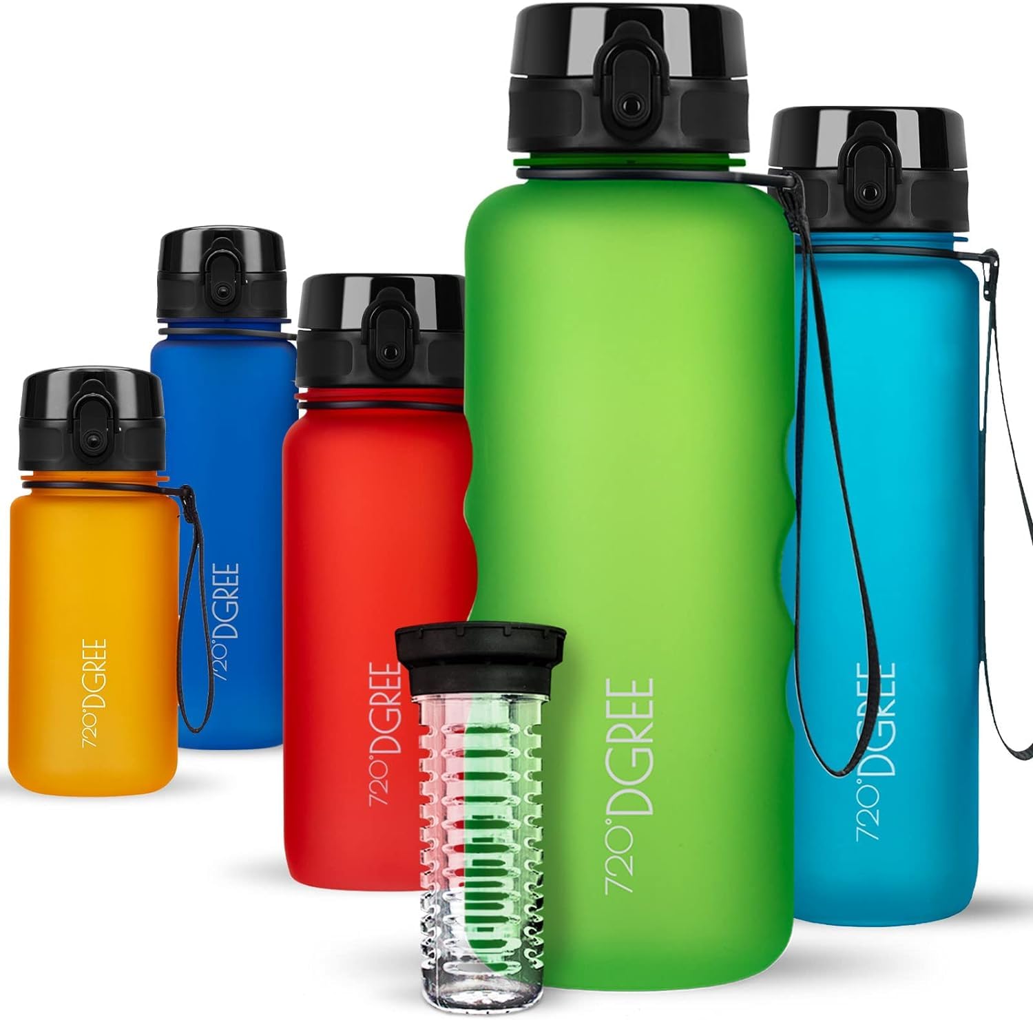 720°DGREE Botella Agua 1 Litro “uberBottle“ - Tamiz-Fruta, softTouch - Sin BPA, Prueba de Fugas, Reutilizable - Cantimplora, Water Bottle ideal para Deporte, Fitness, Gimnasio, Senderismo, Ciclismo — view 310