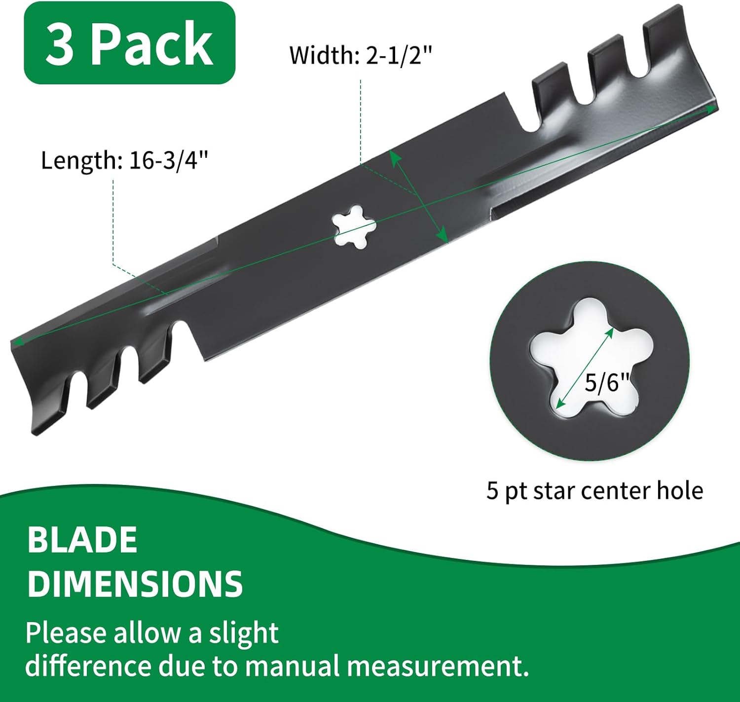 180054 532180054 Mulching Mower Blades Compatible with Hus qvarna 48" Deck, 173920 Blades Fit for Hu sqvarna 2748GLS YTH2148/Pou lan Pro PB20VA48, Replace 180054 532173921 532180055 917532173921, 3 PK