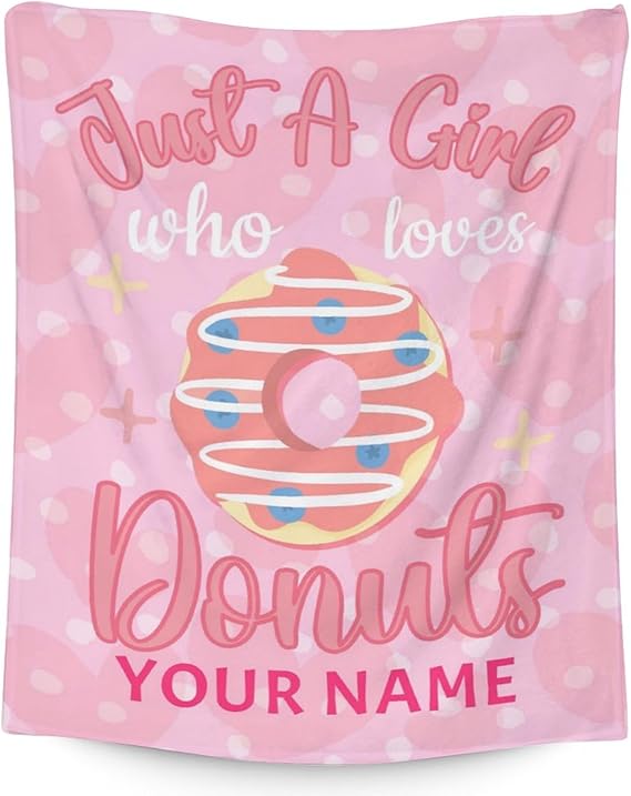 Girls Blanket - 60"x80" Cute Donut Throw Blanket Gifts for Girls - Personalized Pink Soft Fuzzy Doughnut Blanket for Bed, Couch & Living Room