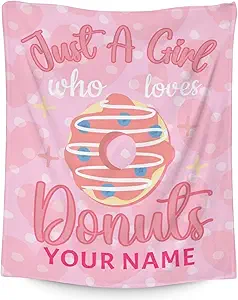 Girls Blanket - 60"x80" Cute Donut Throw Blanket Gifts for Girls - Personalized Pink Soft Fuzzy Doughnut Blanket for Bed, Couch & Living Room