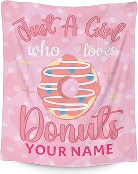 Girls Blanket - 60"x80" Cute Donut Throw Blanket Gifts for Girls - Personalized Pink Soft Fuzzy Doughnut Blanket for Bed, Couch & Living Room