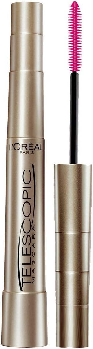 L’Oreal Paris Makeup Original Telescopic Mascara, Separating Mascara Volume and Length Formula, Washable, Blackest Black, 0.27 Fl Oz., 1 Count