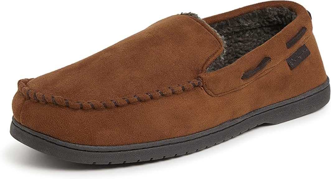 Dearfoams Men's Keaton Memory Foam Moccasin with Wide Widths Slipper