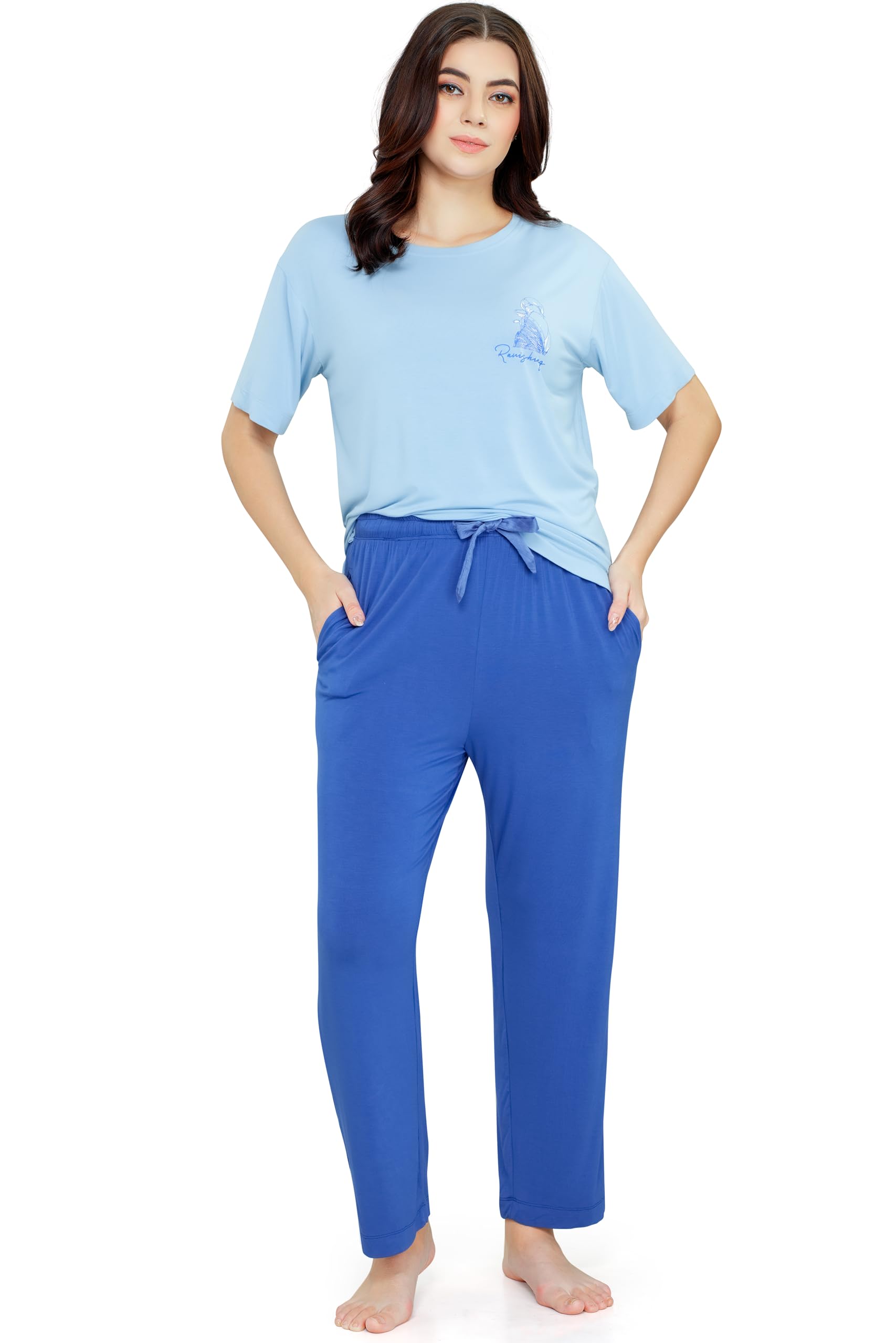 Women's Viscose Back Printed Pajama Set Night Suit Set Of Top & Pyjama-image-17