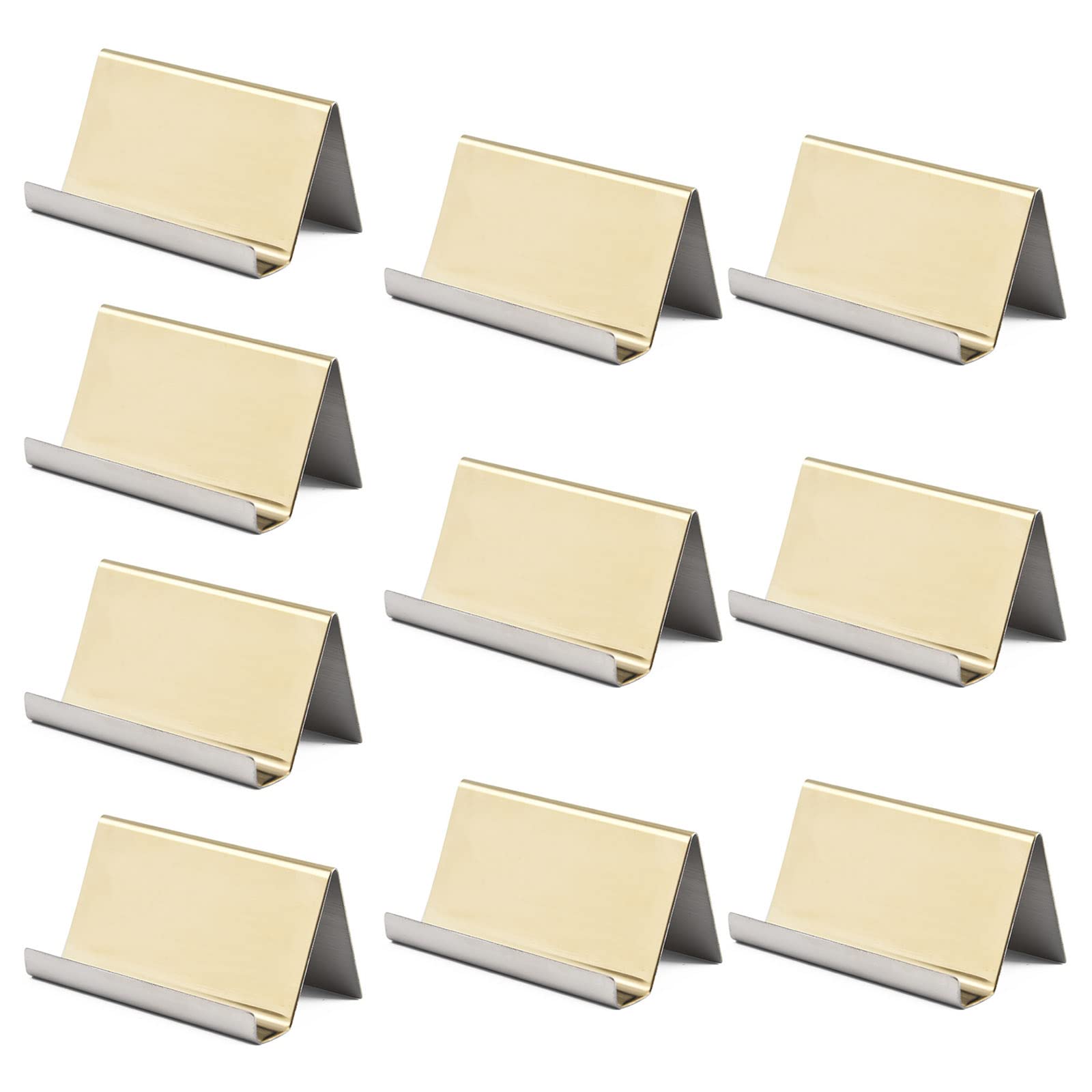 Nucelit Card Holders, 10Pcs 304Stainless Steel Business Card Holder Display Business Stand Desk Display Stand Holder Organizer