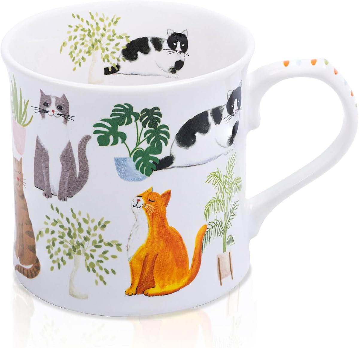 Taza de café con diseño de gatito, regalo de vacaciones para amantes de los gatos y amigos, diseñada en Inglaterra por Harvest Green Studio