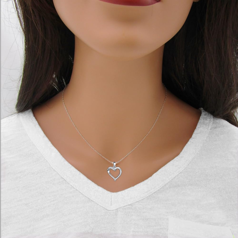Damen Halskette 925 Silber Kette mit Herz Anhänger gold Ich liebe Dich Schmuck Geschenk für Sie Frauen Freundin Ehefrau Weihnachten Herzkette
