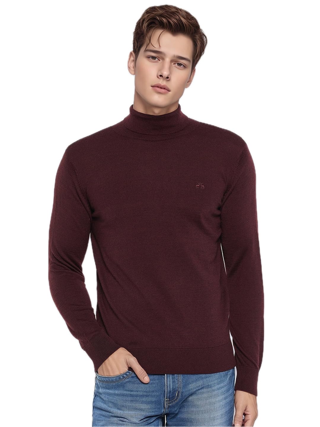 98 north 98 Degree North Men’s Merino Wool Blend Turtle Neck Pullover Sweater-M2575-WINE-picture-27