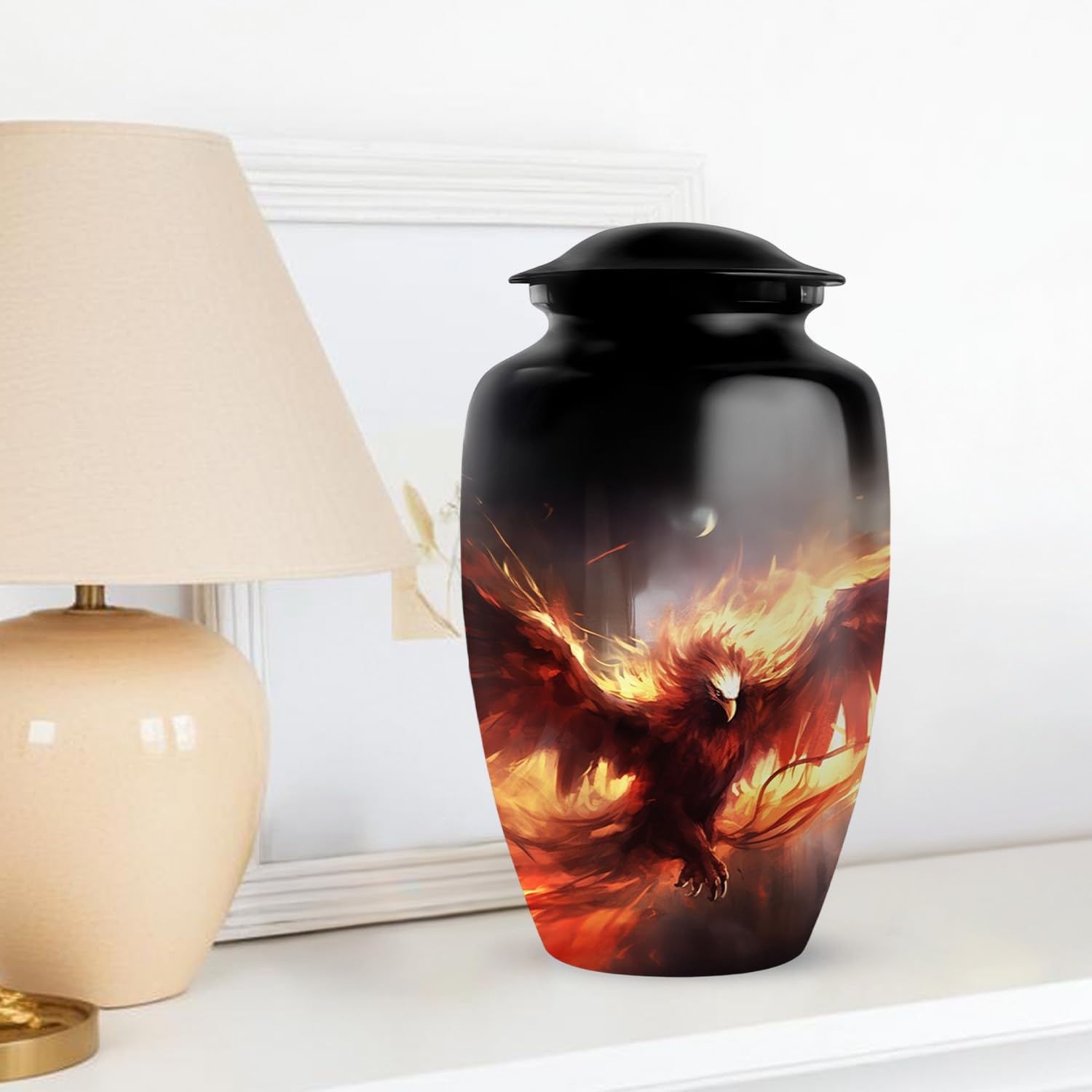 Phoenix Urn for Human Ashes Adult Male - Cremation Urn for Human Ashes Female - Large Phoenix Urns for Adult Man and Women - Funeral Decorative Urns for Mom and Dad 10inch