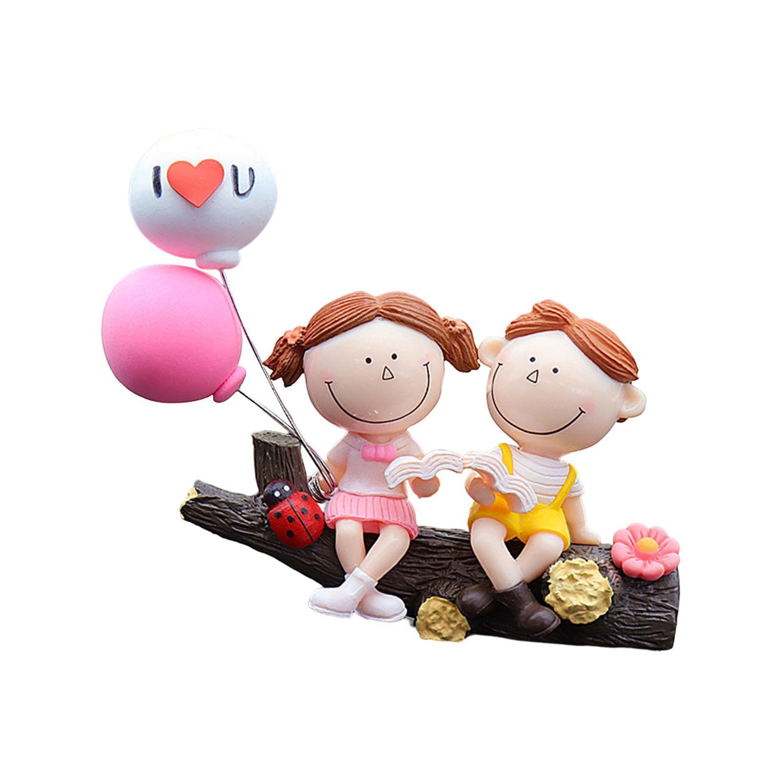 TWISAXC Durable Couple Cute Ornaments Balloon Ornament Lovely Interior Decor For Cars Living Room Dining Table Car Dashboard Decorations Cute Cartoon Couples, Tree branch reading