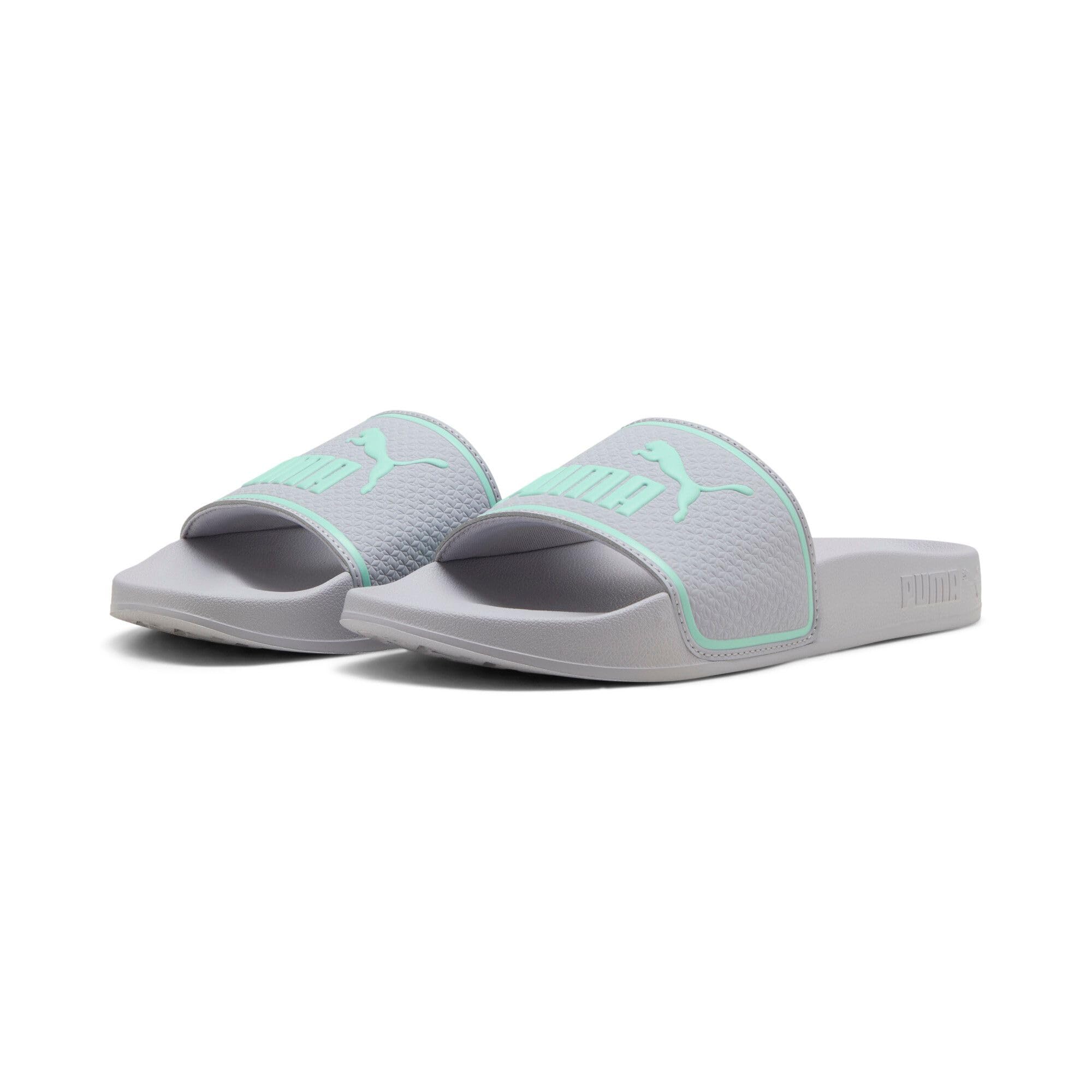 PUMA Leadcat 2.0 JR Slide Sandal, Vibrant Silver-Mint Jelly, 4 UK