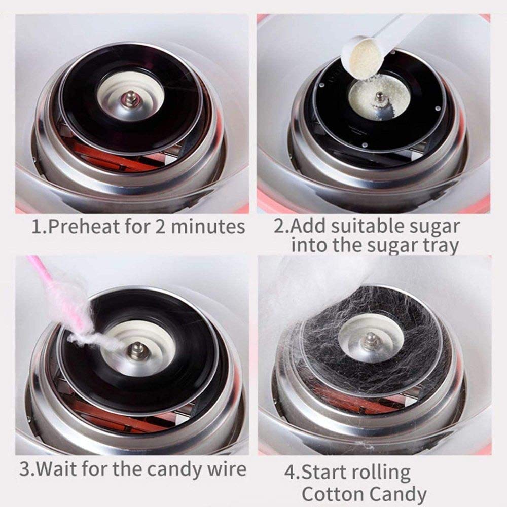 Macchina per Zucchero Filato, Macchina per Zucchero Filato per Bambini, Macchina per Zucchero Filato, 500 W, Facile da Pulire, Dolci Fatti in Casa per Feste di Compleanno, Giorno d