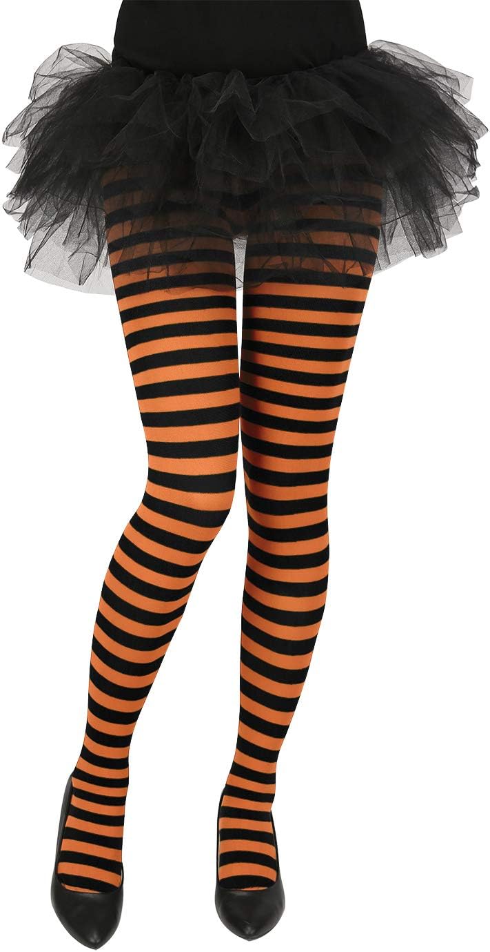orange and pink striped tights