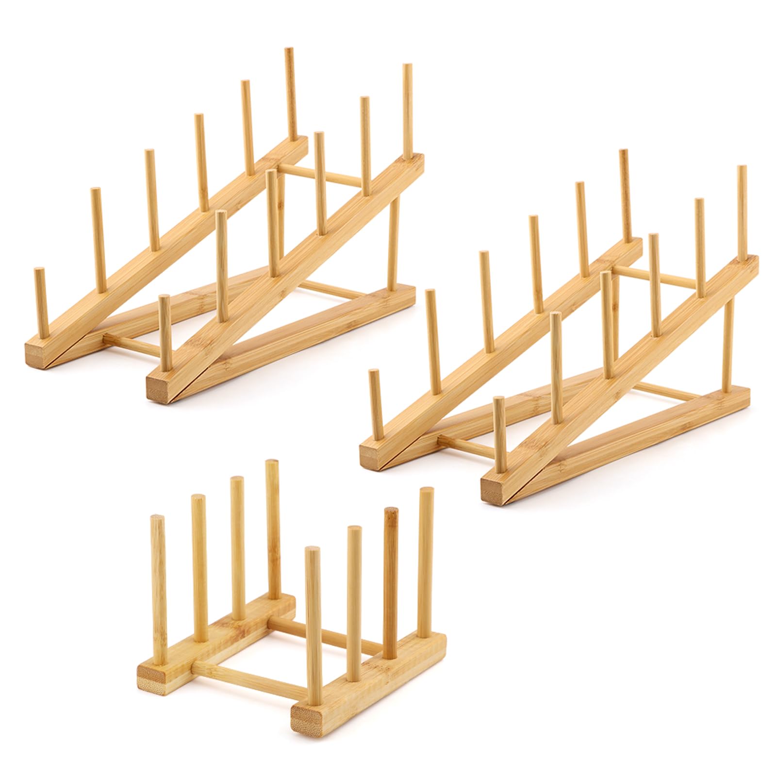 Klomveris 3 Pack Plate Stands for Display, Craft Show Display Stands, Multifunctional Wooden Display Rack for Tabletop Book, Artwork, Photo, Record, Magazine and Platter(Wooden)