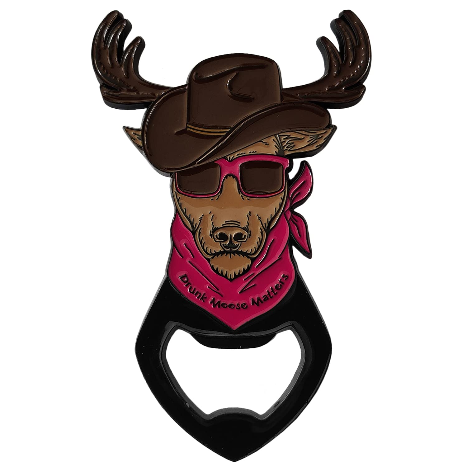 Magnetic Beer Bottle Opener for Fridge, Elk Bottle Opener Cool Bottle Openers Beer Gifts for Men, Cap Opener Unique Gifts for Him Father Husband Grandpa Boyfriend, for Camping and Traveling, Black