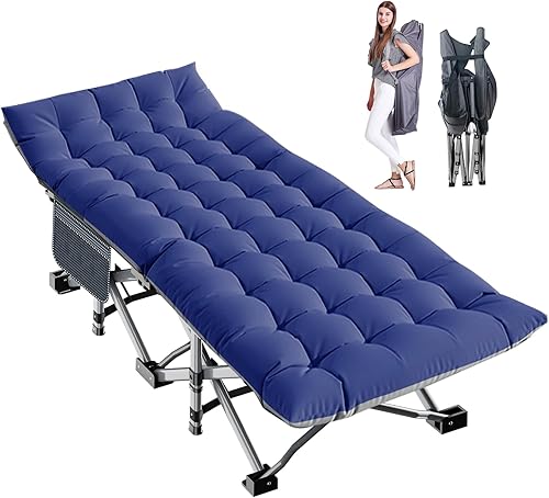 Miniatura 30 de LILYPELLE Catre de Camping Plegable, Catres para Dormir Extra Anchos de Servicio Pesado con Bolsa de Transporte, Catres de Campamento de Viaje Negro