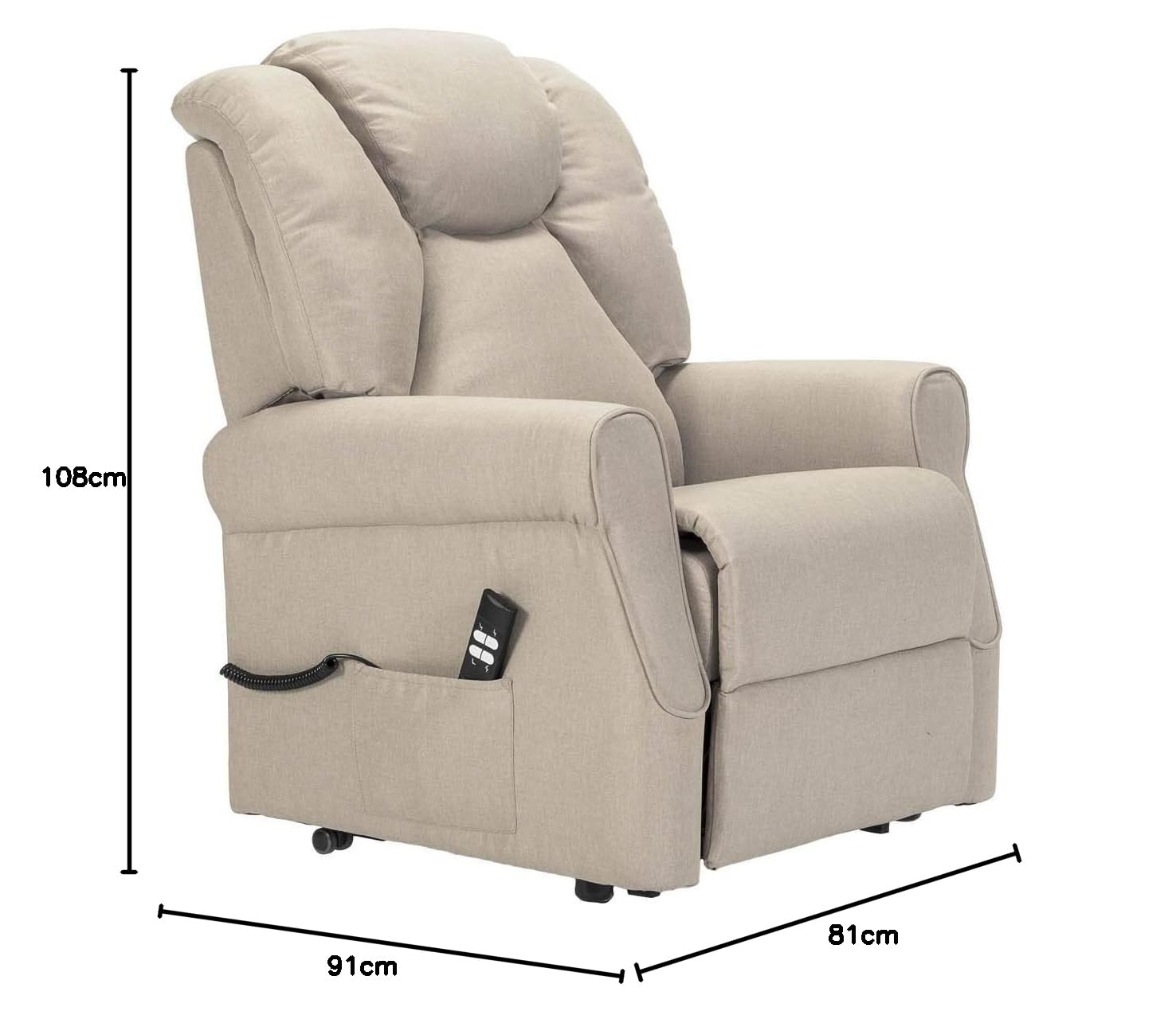 Sime Betty1 PERSONNALISÉ Fauteuil releveur Relax Dispositif Médical Vibromassage kit 4 Roues siège à Micro-Ressorts Doux résistant aux Taches Gris Claire