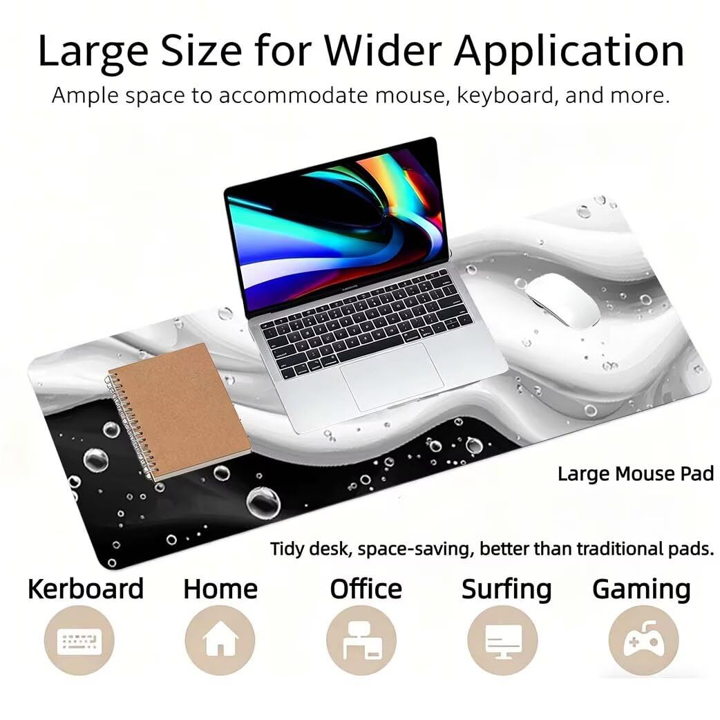 Lpfieonn Einfach Großes Schreibtischunterlage, XXL Schreibtischunterlagen, Beige XXL Wasserdicht Gaming Mousepad mit Vernähter Rand und Rutschfeste Gummibasis, für Laptop/Hause/Büro 120x60cm PF-1879