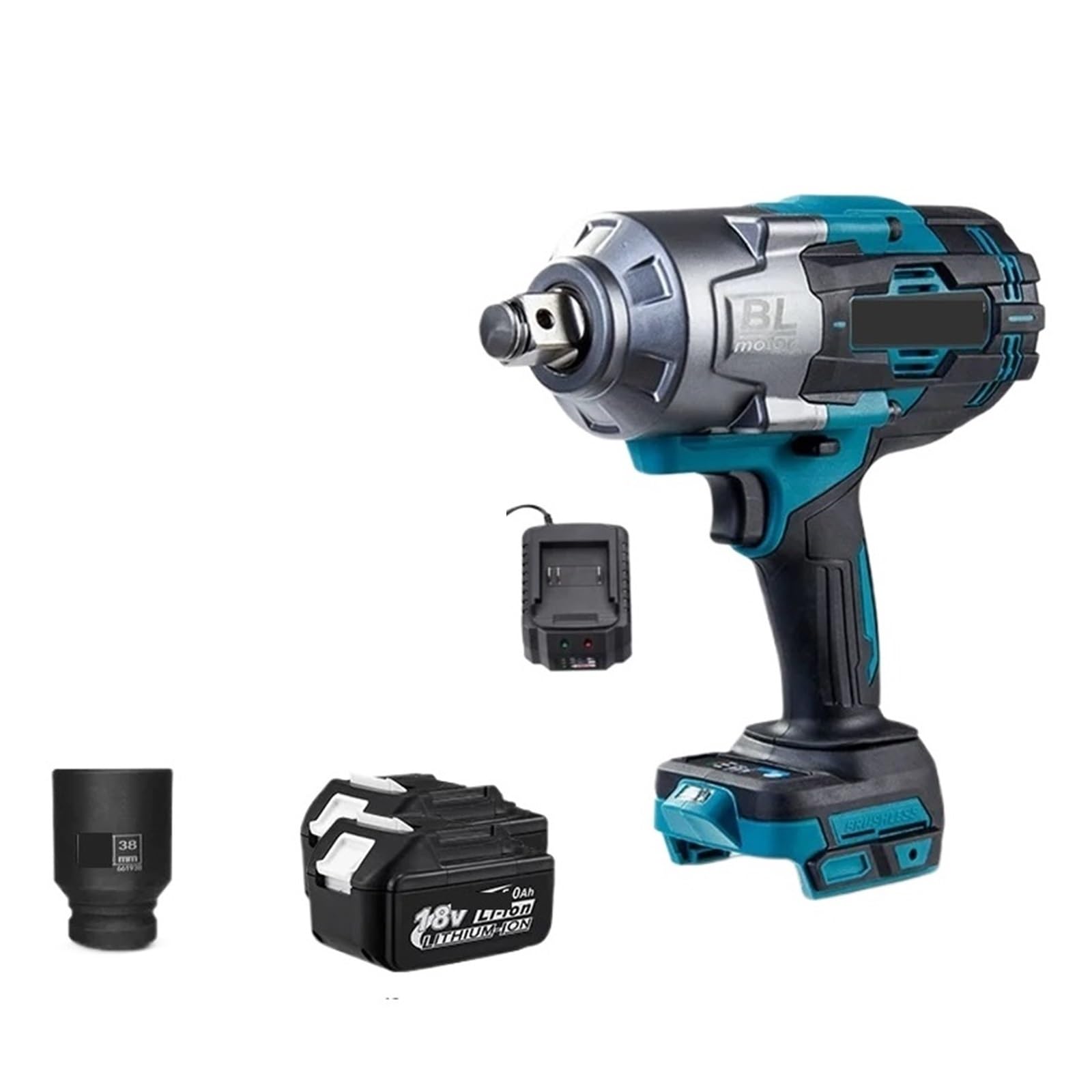 Llave de Impacto Llave Eléctrica Sin Escobillas De 3100NM, Llave De Impacto Inalámbrica De 3/4 Pulgadas, Herramienta Eléctrica De Mano For Batería De 18v(2x5.0Ah 38mm Battery)