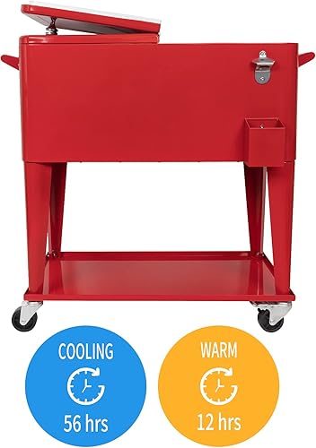 Miniatura 10 de Nattork Carrito enfriador portátil con ruedas de 80 cuartos de galón, carrito de hielo con ruedas, enfriador de bebidas al aire libre para patio,