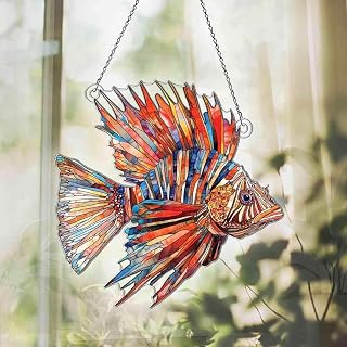 Lionfish Ornaments Decor for Christmas Tree - Lionfish Gifts for Women Men - Lionfish Home Kitchen Room Christmas Decorations - 2D Flat Acrylic Ornament Window Hanging