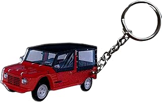 Porte-clés voiture vintage méhari rouge idée cadeau automobile rétro méhari miniature
