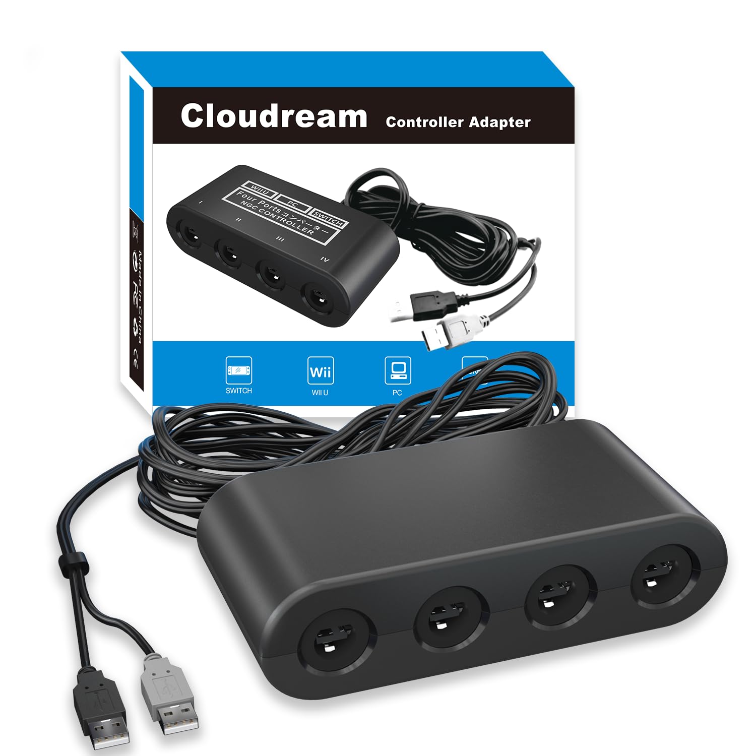 CLOUDREAM Gamecube Controller Adapter for Nintendo Switch/Wii U/PC/Switch 2