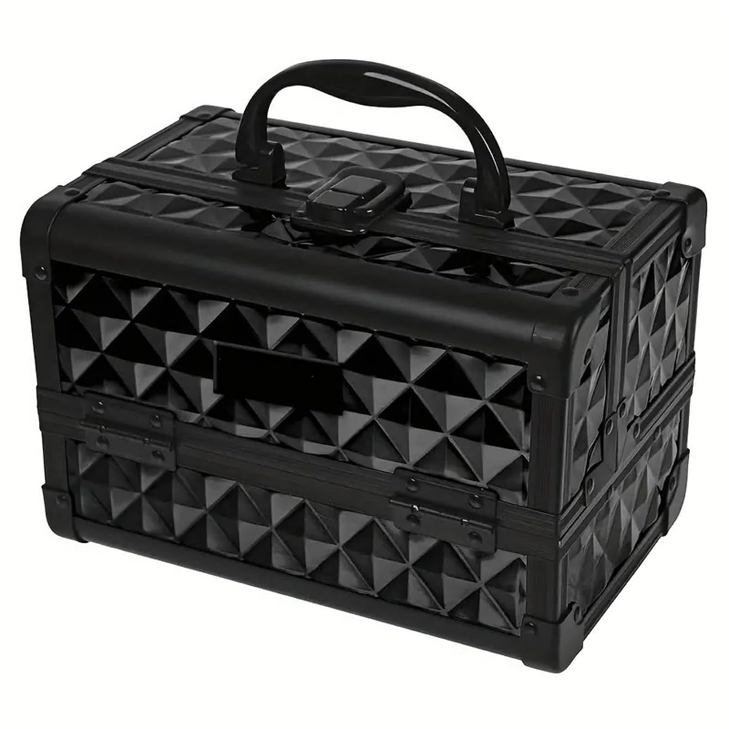 Valigetta per Il Trucco, Valigetta per Il Trucco Professionale con Specchio, espandibile a 3 Strati, Mini Beauty Case con Serratura (Nero),Nero